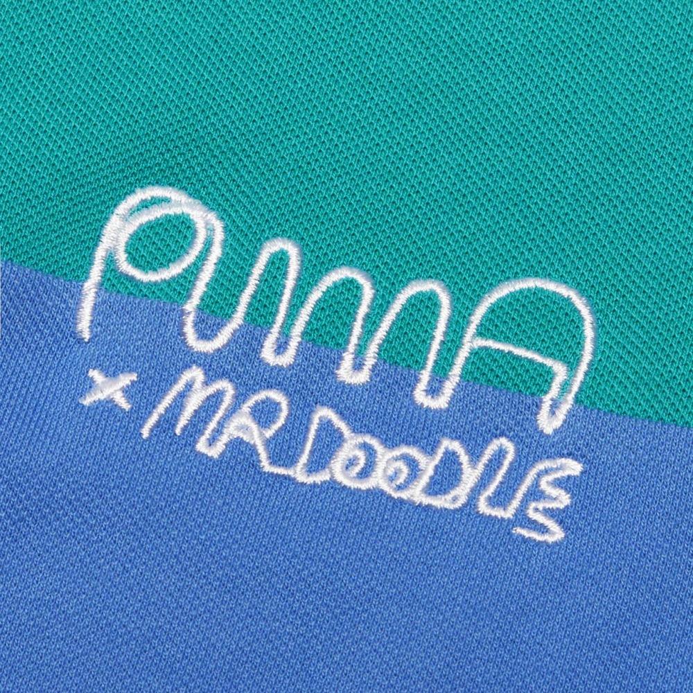 Puma X Mr Doodle Collaboration Граффити Принт Цвет Блок Рубашка Поло С Коротким Рукавом Женские Рубашки Поло Eggnog 530660-75