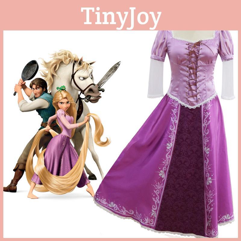 Elegant Adult Fairytale Princess Tangled Rapunzel Cosplay Costume For Halloween Parties