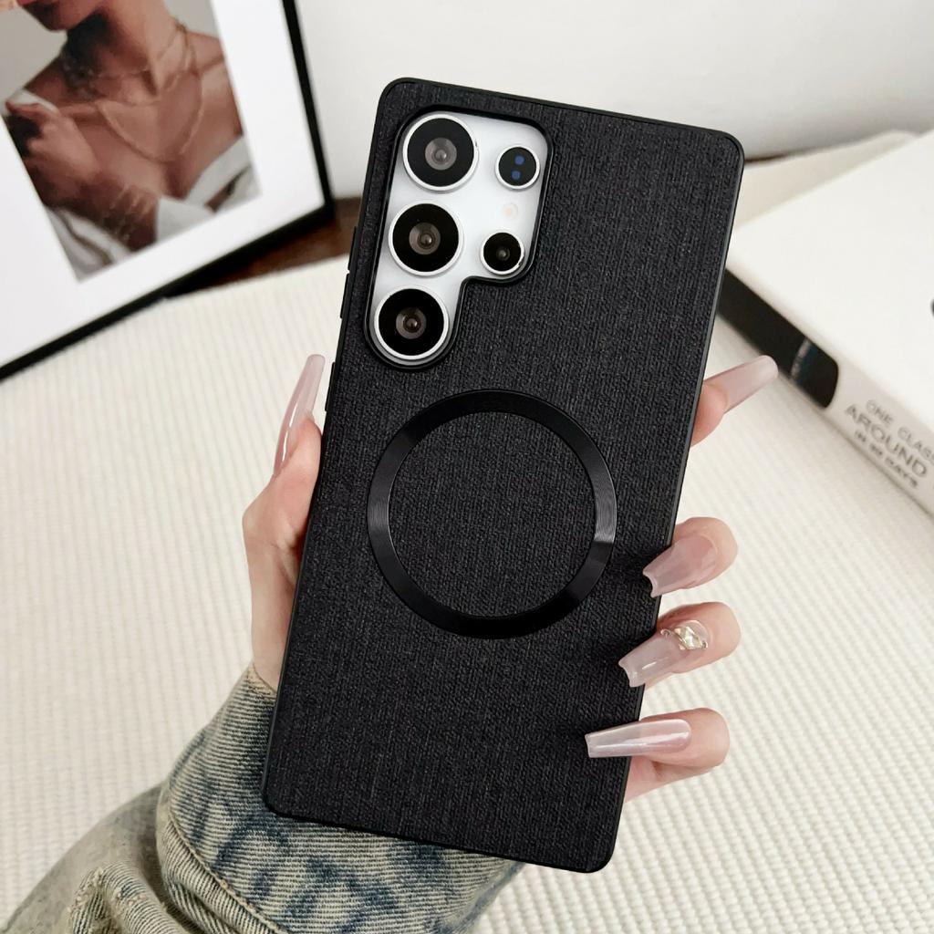 For Samsung Galaxy S26 Ultra Magnetic Case Drop-Proof TPU + Cloth Back Phone Cover