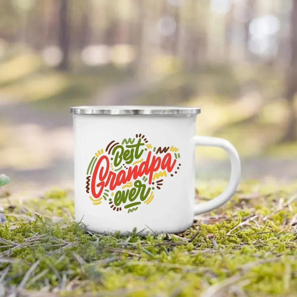 Кофе Пиво Чашки Напиток Вино Сок Кружка Лучший Дедушка в Мире Напечатанные Эмалированные Кружки Десерт Какао Молоко Кружка с Ручкой Лучший Подарок