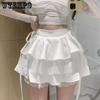 Y2K милая однотонная женская мини-юбка, летняя кружевная лоскутная женская мини-юбка с высокой талией, модная универсальная женская юбка с оборками