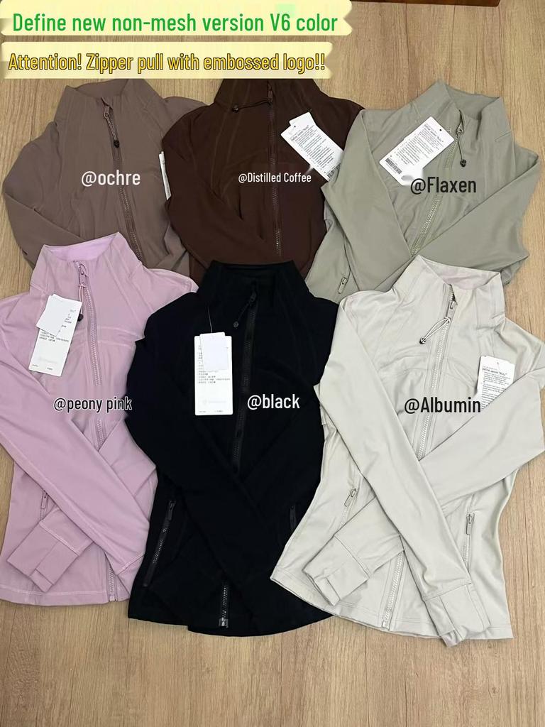 Женская куртка для йоги Lulu Nude Feel - Облегающий крой, воротник-стойка, длинный рукав, спортивный топ на молнии для бега и фитнеса.