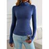 Осенняя женская блузка Y2K Solid Slim Half High Neck Long Sleeve Top