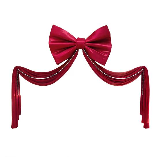 Очень большой бант из красного бархата Красная бархатная бабочка Рождественское украшение с золотой металлической нитью Гирлянда на елку Праздничный декор