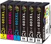 Совместимый картридж - Epson - 603 XL - Упаковка из 6 штук - Высокая емкость - Разноцветный