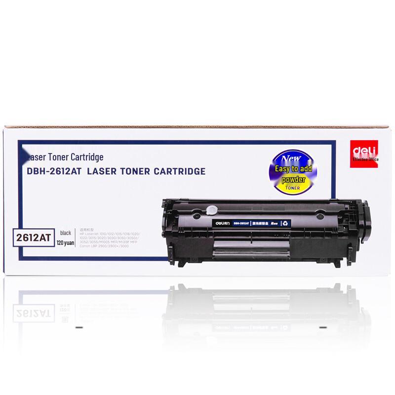 Deli 2612A/12A Refillable High-Capacity Black Toner Cartridge for HP & Canon Printers