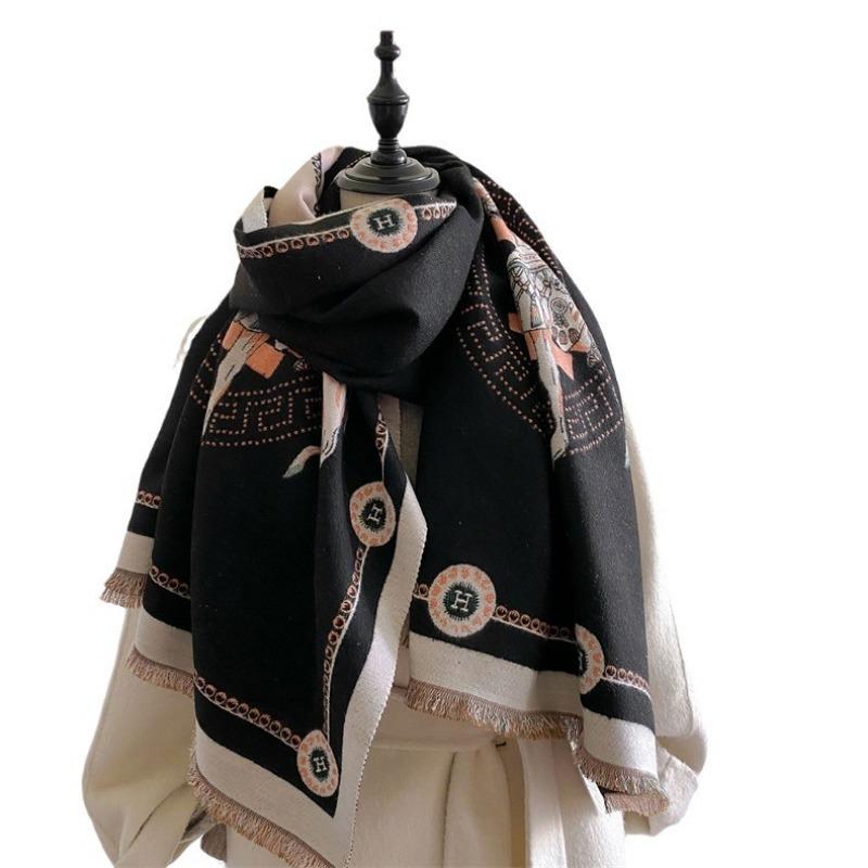 Зимний универсальный утолщенный шаль из искусственного кашемира для офиса, с высококлассным модным шарфом, женский, с ощущением высокого класса