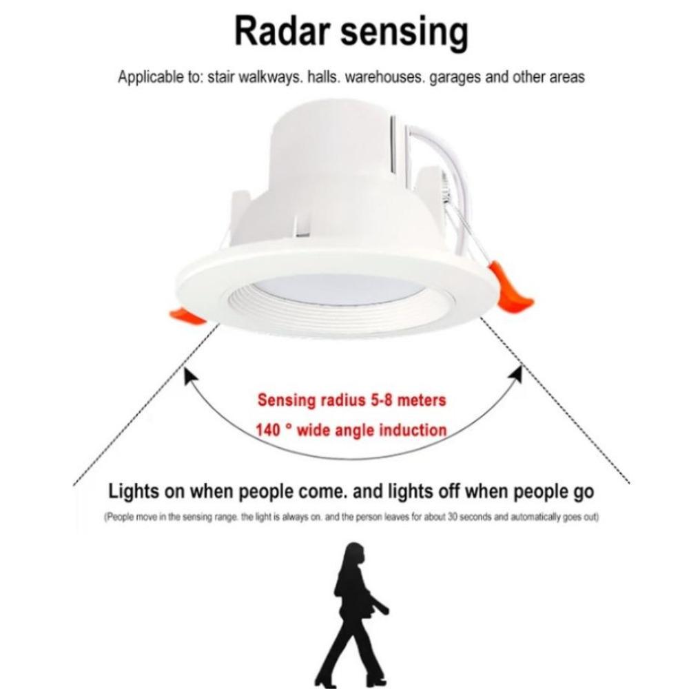 LED Radar Sensing Ceiling Lamp Downlights For Bathroom Stairs Balcony AC 85-265V 5W/7W/9W With Intelligent Radar Sensor Lighting