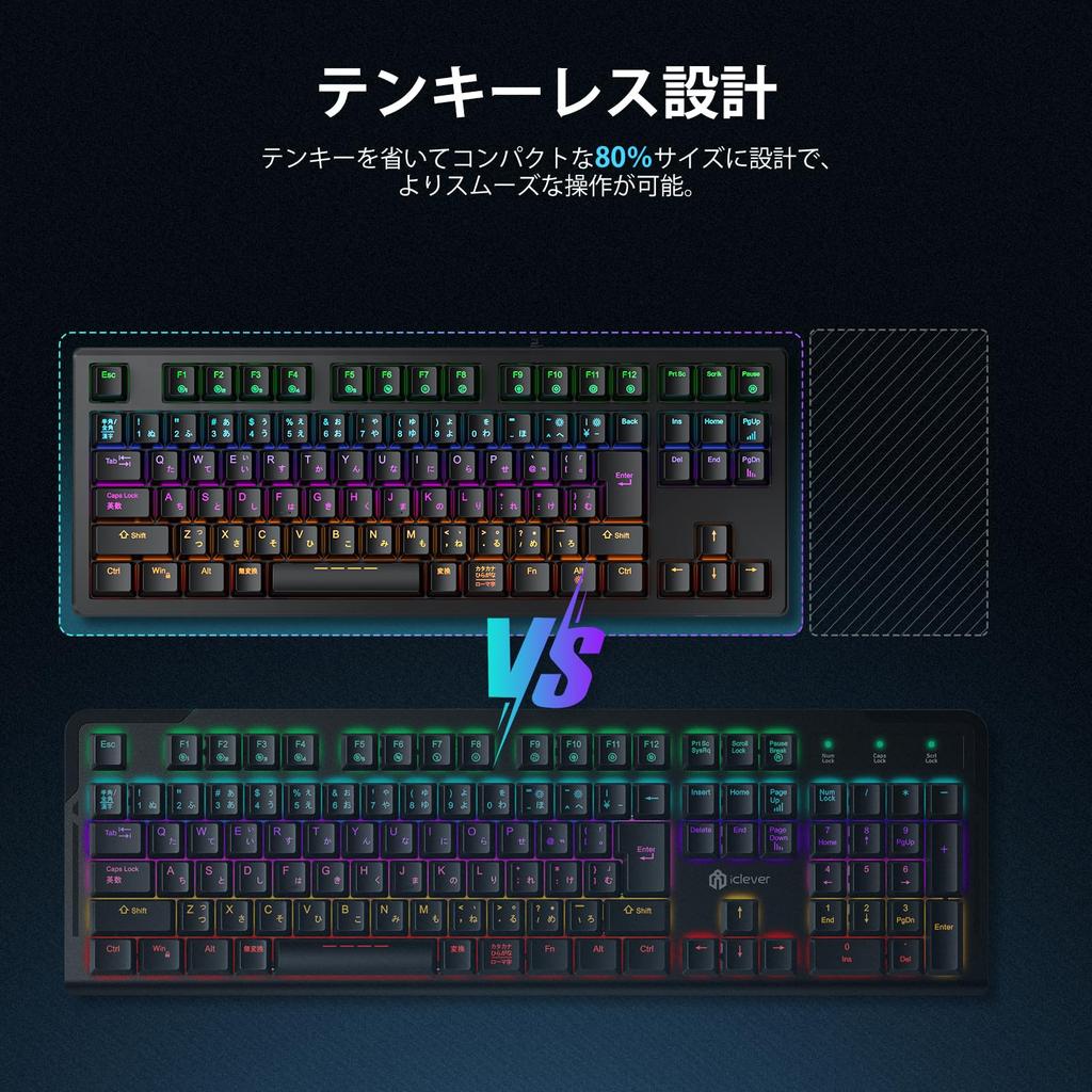 iClever Gaming Brown Mechanical Japanese 91 24 For Computer Windows Compatible G06 Keyboard, Tenkeyless, Axis, Keyboard, Layout, Wired, Keys, 80%