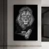 Lion Black and White Print Poster Animal Wall Art Inspirational Prints Motivational Scandinavian Canvas Painting Office Decor