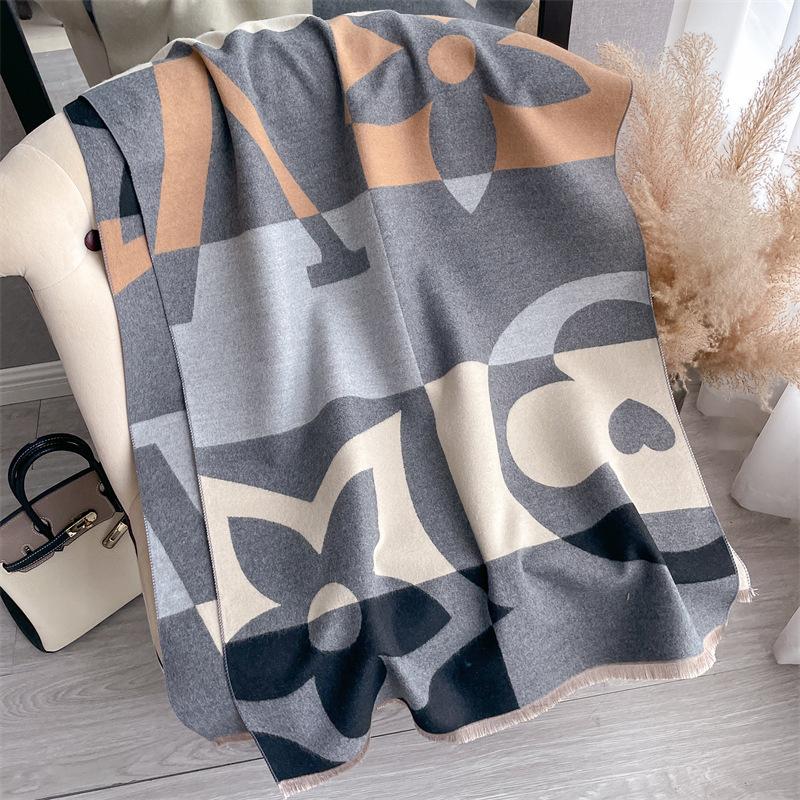 Scarf Women'S Autumn And Winter New Item Cashmere Blend Double-Sided Color Warm Shawl Thick Long Scarf High-End Sense Fashionable And Versatile