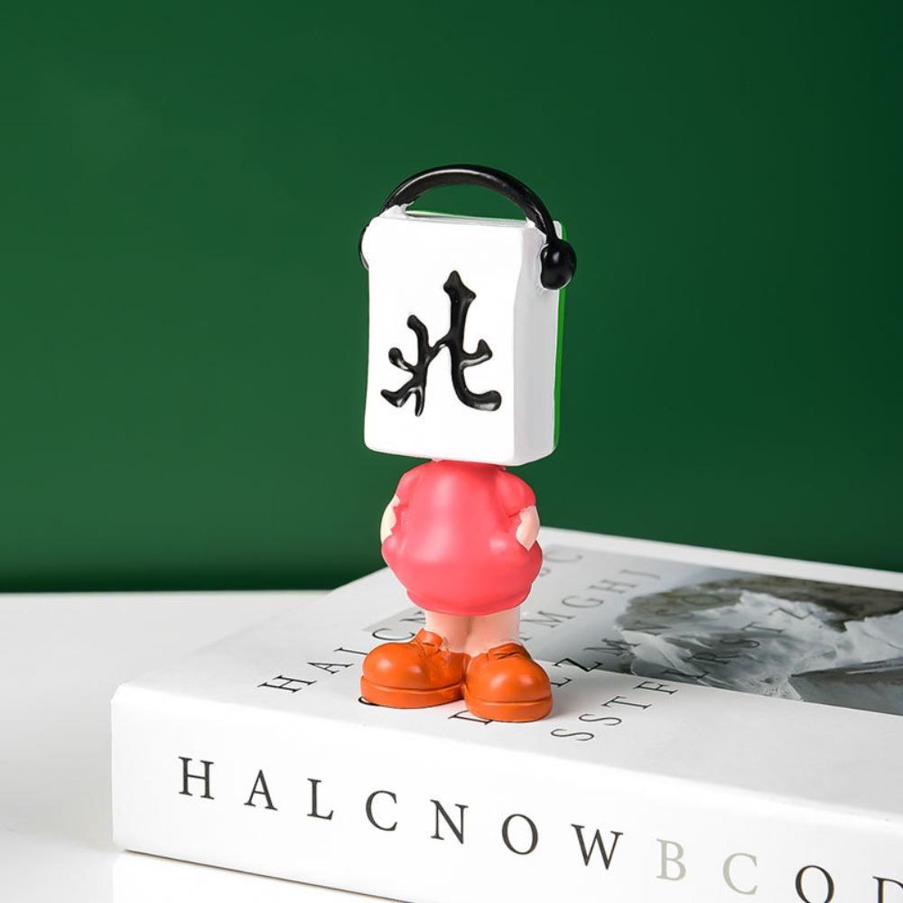 Resin Chinese Mahjong Mini Doll Miniature Mahjong Figure Toys Mahjong Mini Figurine  Desktop Decor