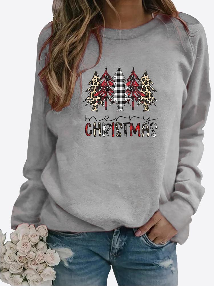 Women Winter Clothing Christmas Printed Casual Sweatshirt Long Sleeve Tops T-shirt Ladies Round Neck Pullover Sweater