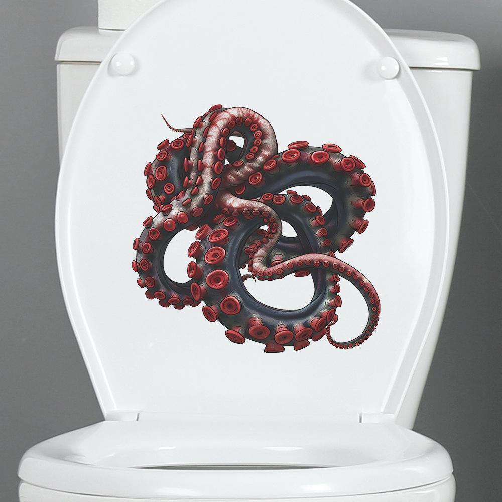 Осьминог Ванная комната Украшение для туалета Наклейки для туалета Самоклеящиеся