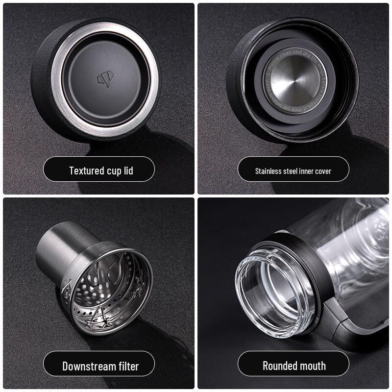 Wanxiang High Borosilicate Glass Tea Infuser Mug with Handle