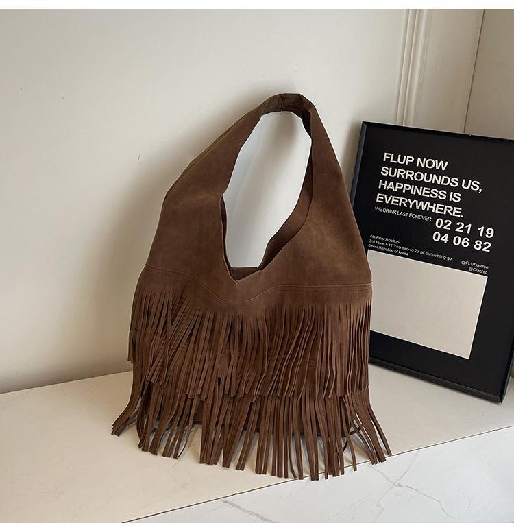 2024 Retro Tassel Large-Capacity Mother-and-Child Ladies Shoulder Crossbody Bag