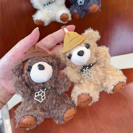 Cartoon Bear Keychain Plush Lovely Hats Bear Doll Cute Animal Pendant Grab Machine Hang Bag Daily Accessories