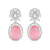 Великолепные серьги Estele с родиевым покрытием, CZ и мятно-розовыми камнями для женщин