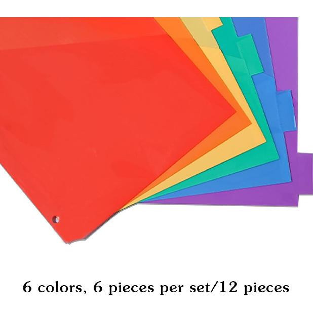Binder Dividers with Pockets,Plastic 6 Tab 2 Set,Dividers with Angled Cut Pocket, Multi-Colored Tabs for 3-Ring Binder, A4 Letter Size, Durable