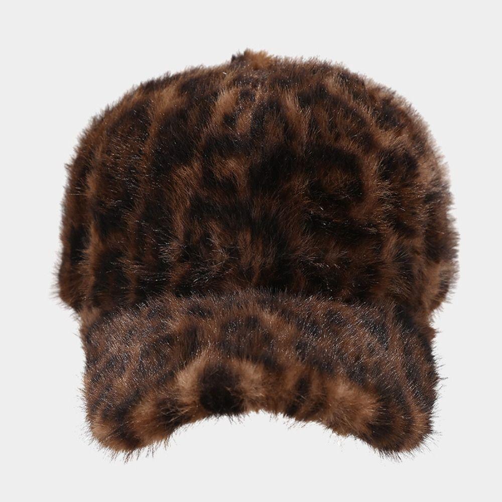 Thickened Leopard Baseball Cap Warm Faux Fur Hat Fashion Snapback Hats Sports