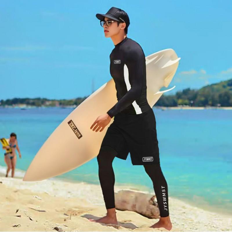 Mens UV Protection Rash Guard Set Long Sleeve Top Pants Quick Dry Surfing Swimsuit Snorkeling Diving