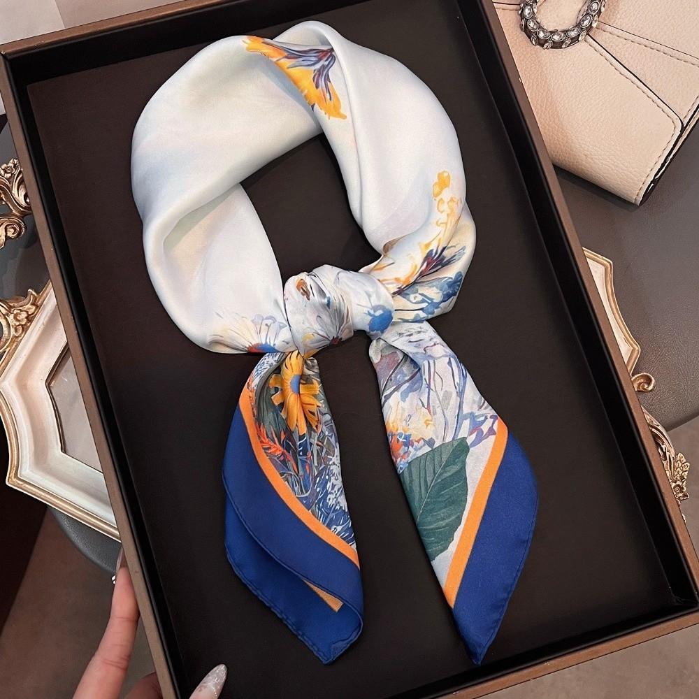 Soft Head Scarf Silk Hijab Foulard Luxury Square Scarf Women Female