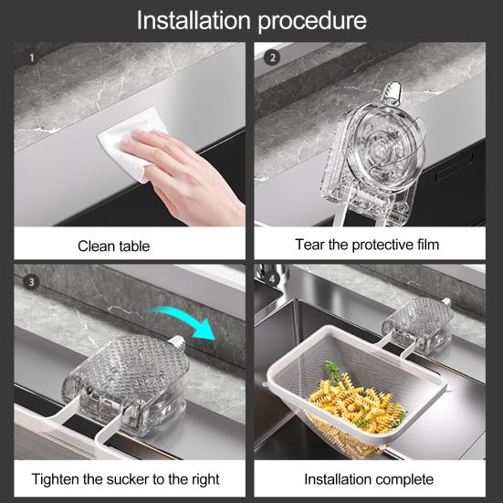 Sink Filter Rack Suction Cup Strainer with Nets Folding Kitchen Sink Strainer Mesh