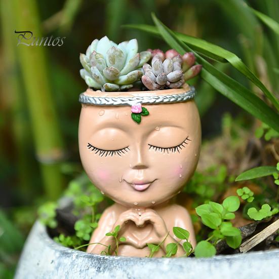 Цветочный горшок в виде лица в стиле Love Girl Head Plant Pot Small Lady Face Planter для суккулентных комнатных и уличных растений, центральный элемент рабочего стола для гостиной