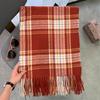 Autumn And Winter Checked Scarf WomenS Japanese Winter Classic Versatile Tassel Thickened Warm Cashmere Scarf