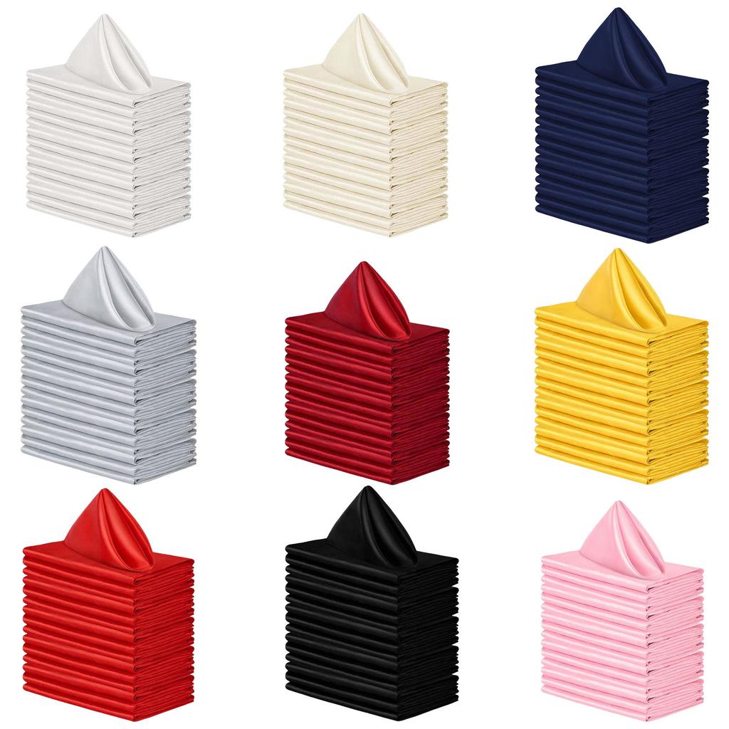 10Pcs Satin Napkins Square Soft Table Dinner Napkin for Wedding Party Kitchen Restaurant Napkin