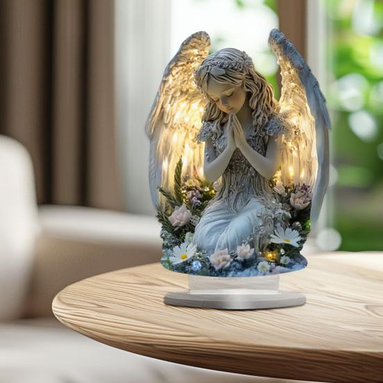 2D Акриловое Рождественское украшение Иисус Рождество Крыло Ангела Настольная табличка с подставкой Дом Офис Настольный Книжная полка Религиозное Рождественское украшение