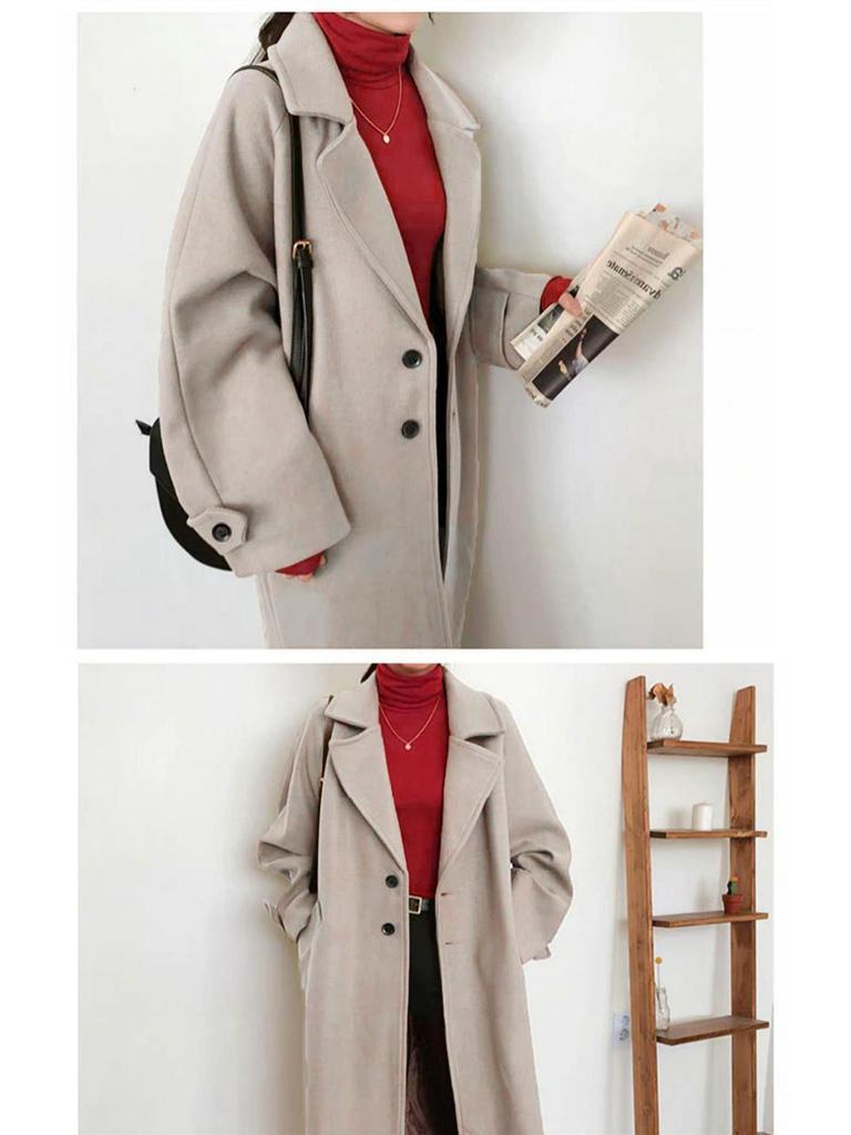 Женское черное шерстяное пальто средней длины выше колена, в стиле Хепберн, корейское, свободного кроя, в стиле мори, готовое к зиме.