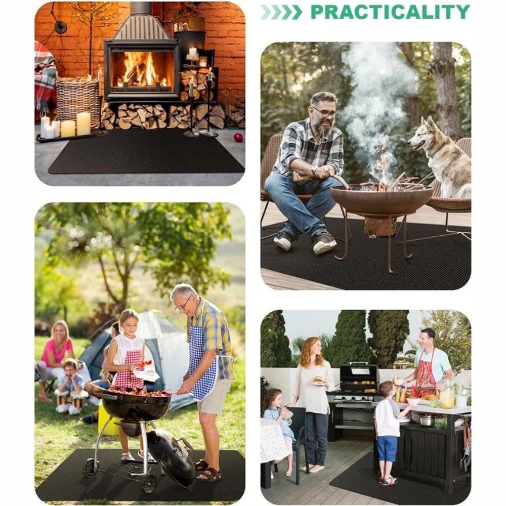 Oilproof Fireplaces Protective Mat High Temperature Resistant Barbecue Pad Outdoor BBQ