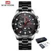 Fashion Mens Watches Top Brand Luxury Black Gold Stainless Steel Quartz Watch Men Waterproof Sport Chronograph Wristwatch
