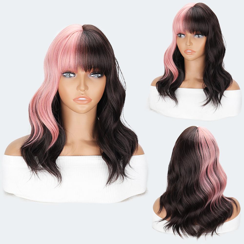 LISI HAIR Синтетические короткие парики с мелированием, черный смешанный белый парик с челкой, волнистый парик для женщин, повседневное использование на вечеринках