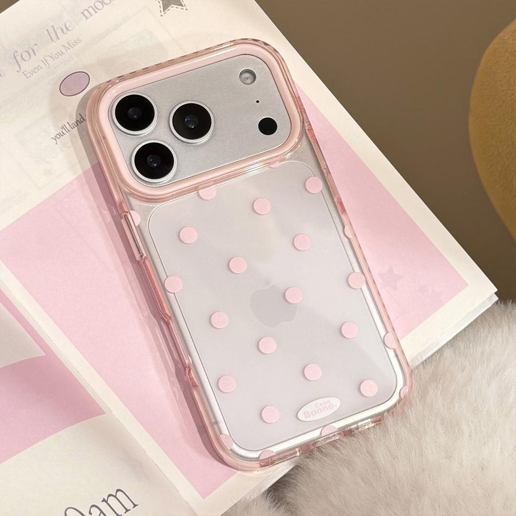Однотонный чехол для мобильного телефона IPhone17 Apple 16promax с горошком, подходит для 14, простой японский и корейский стиль, 13, прозрачный, 15, мягкий Ke