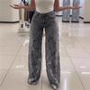 High Waist Wide Leg Pants For Women Spring Summer Fashionable Versatile Lace Insert Denim Draped Trousers Stylish Casual Pants