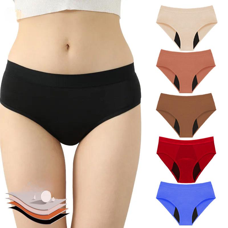 Трусы средней талии Большие размеры Женское менструальное дышащее нижнее белье Физиологическое нижнее белье Трусики
