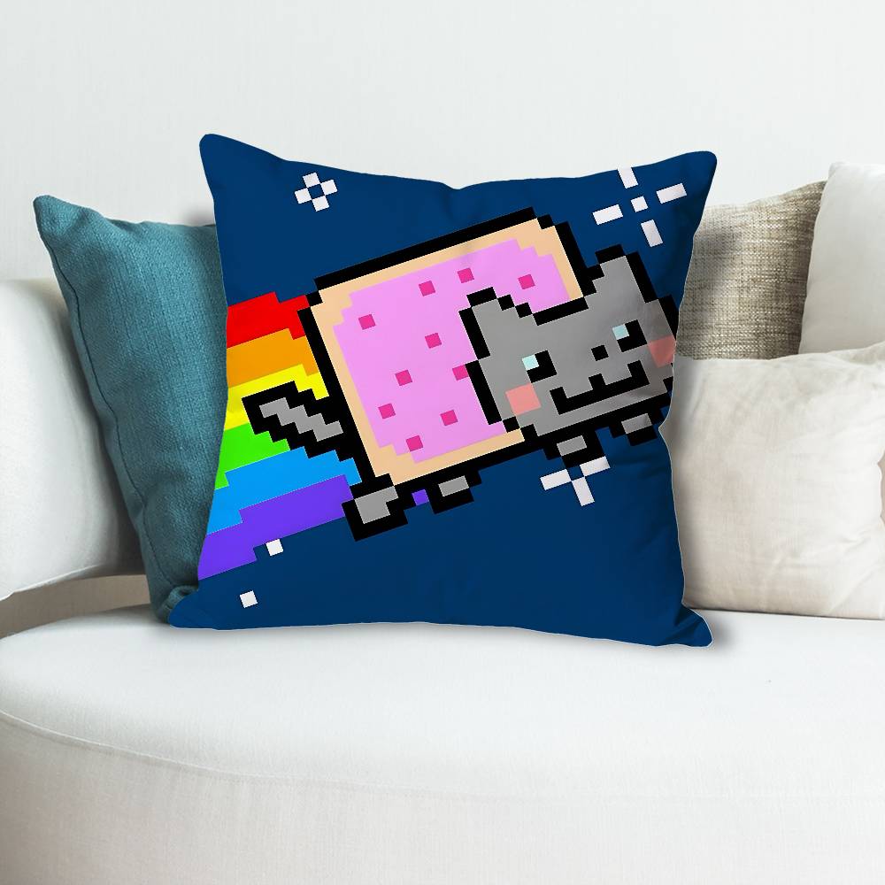 Cute NNyan Cat Anime Celebrity Merchandise AllMatch Printed Pillow Case Sofa Car Office Room Decoration Protector