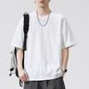 Bamboo Joint Cotton Summer Round Neck Short-sleeved T-shirt Men's Solid Color Loose Five-point Sleeve Japanese Retro T-shirt