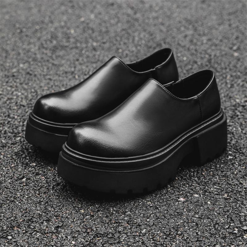 Мужская повседневная обувь на платформе слипоны обувь из натуральной кожи деловая офисная под платье черные модные дышащие лоферы мужская обувь