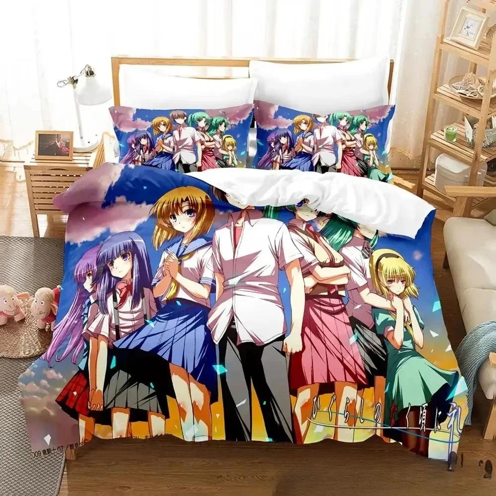 3D Печать Аниме Higurashi When They Cry Удобное Пододеяльник Наволочка Комплект Постельного Белья Детская Спальня Декор Домашний Текстиль