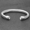 New Trendy Titanium Steel Personalized Twist Cable Opening Adjustable Inlaid Zircon All-Match Fashion Bracelet