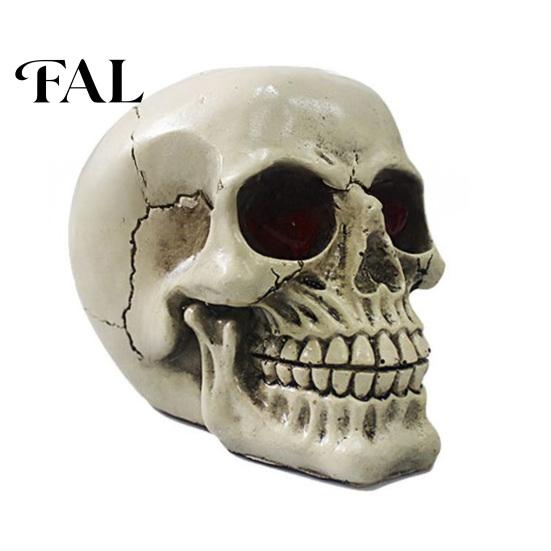 Holiday Gift for Horror Fans Resin Skull Figurine, Realistic Human Head Model, Spooky Halloween Gothic Style Interior Accents Statue Indoor Fireplace