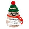 Christmas Crochet Positive Glasses Potato with Encouraging Card Emotional Support Handmade Knitting Xmas Hat Potato Doll Decoration Ornament