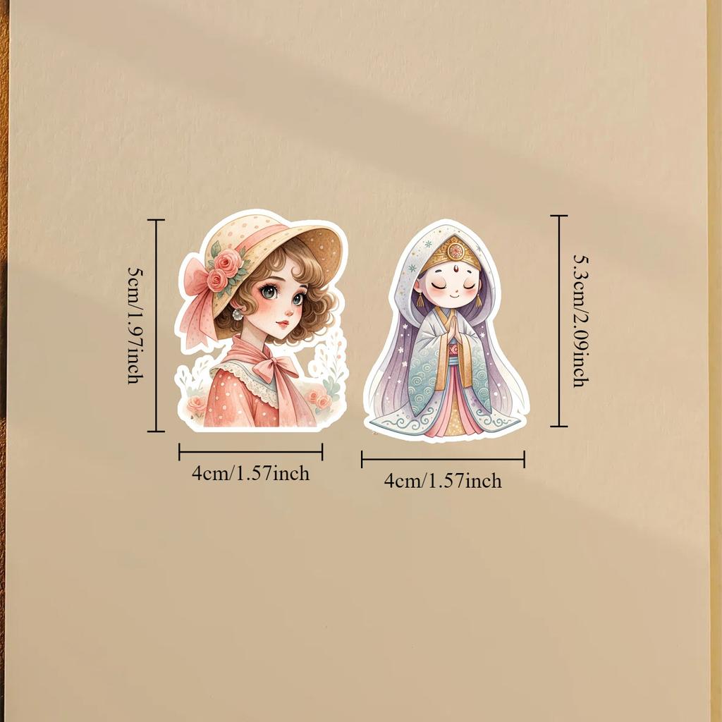19Pcs DIY Cute Flower Girl Stationery Stickers Hand-Drawn Paris Daily Life, Planner, Journal Decoration planner stickers