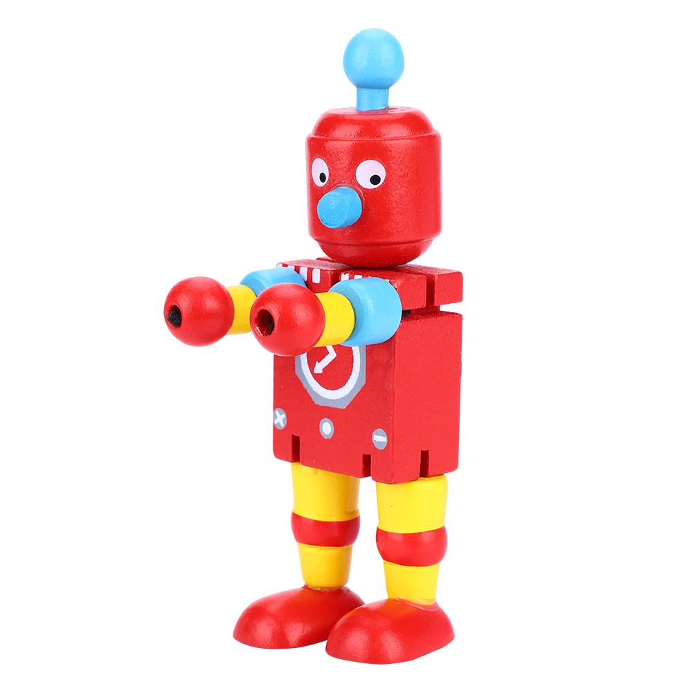 Personality Cute Wooden Robot Toys Learning & Educational Toys for Kids Children (Red)