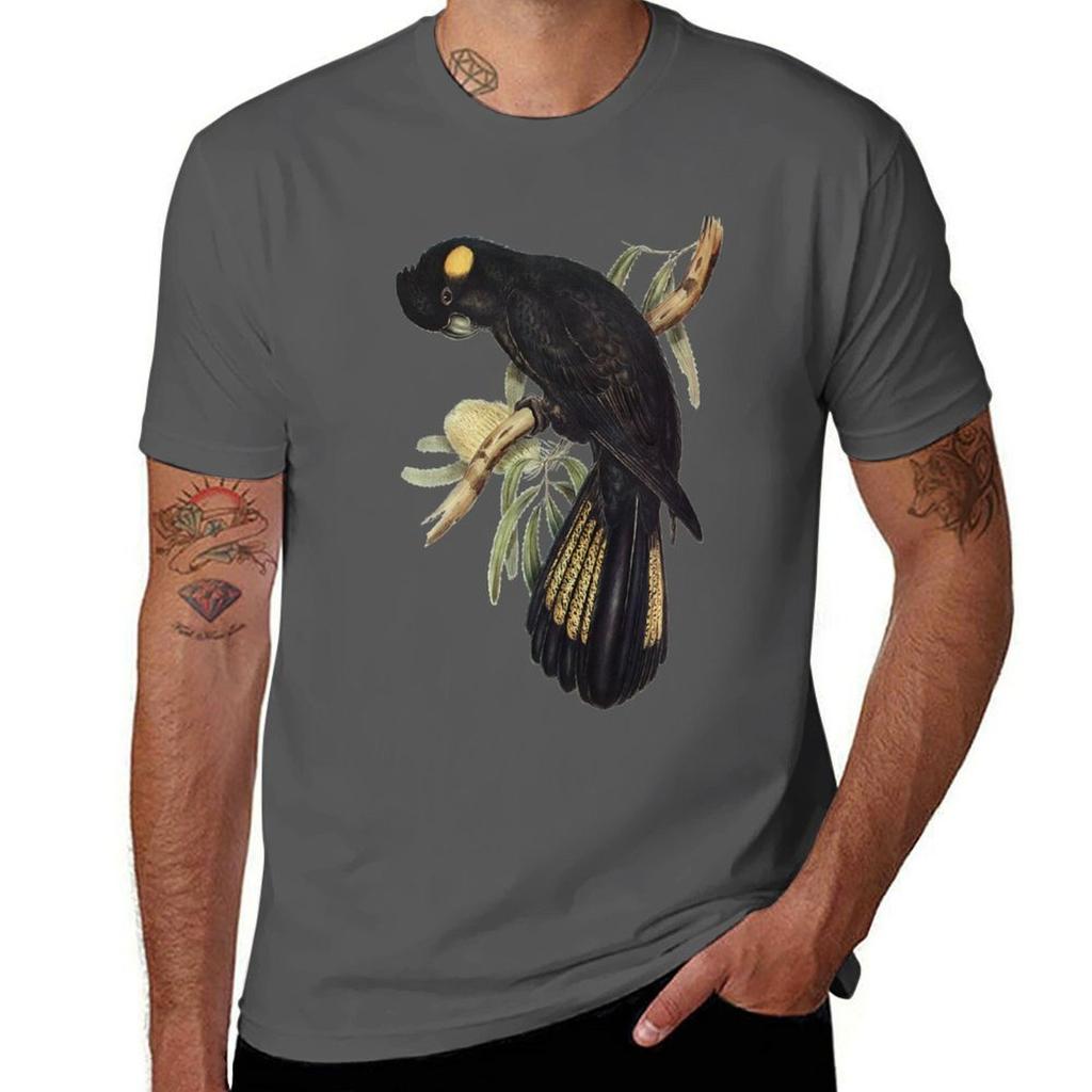 Yellowtailed Black Cockatoo (Calyptorhynchus Funereus) Tshirt Trendy Casual Short Sleeve Shirt