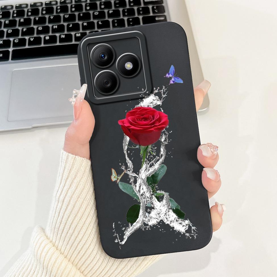 Для Realme C61 RMX3939 RMX3930 C63 RMX3939 Чехол Для Realme C63 Чехол Роскошный Модный Цветок Кавайная Девушка Милый Кот Ударопрочный Корпус