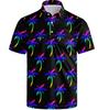 Feather Print Short Sleeve Polo Shirt, Stylish Casual Wear for Daily and Sports